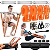 DASKING Motståndsband, set med 98 cm avtagbar träningsstång, 4 olika nivåer pullup-band – fitness träningsstänger, kit för styrketräning, pilates, yoga – hemmagym, sportsystemutrustning