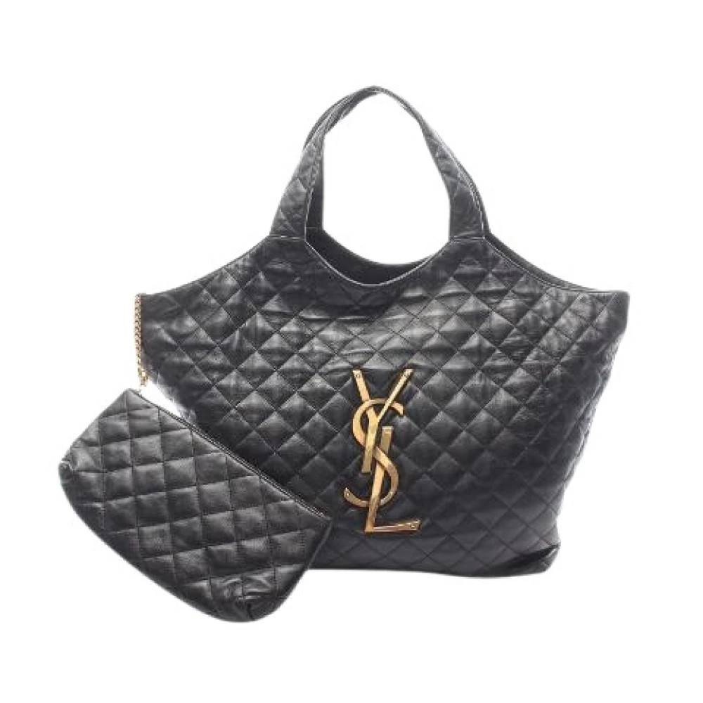 Yves Saint Laurent Vintage Pre-owned Laeder skuldertasker - Vintage - Dame - Sort - ONE SIZE - Uld