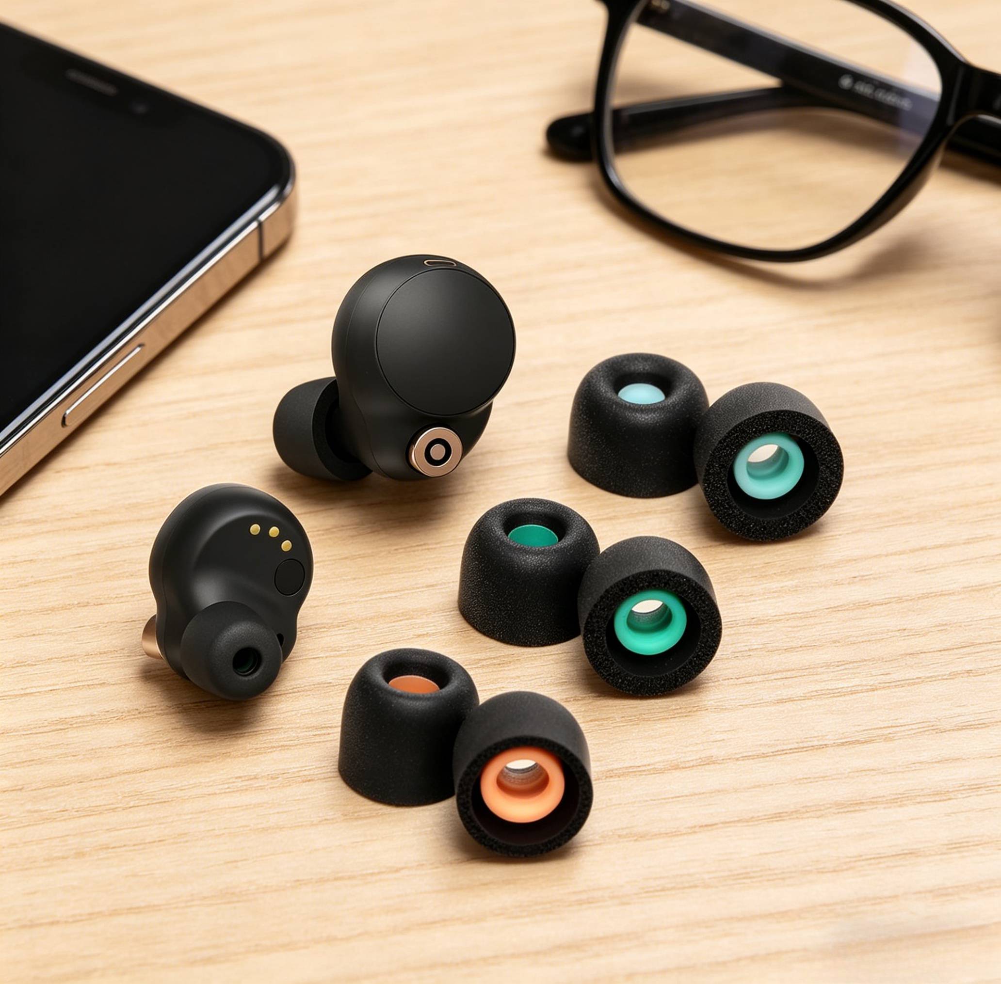 Memory Foam Ear Tips Replacement, Soft Comfort Earbuds Buds for Sony WF-1000XM3 WF-1000XM4, Anti-Slip Ear Piece Caps