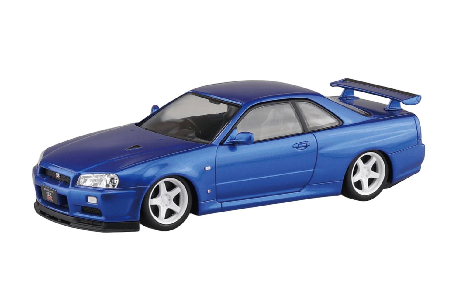 Aoshima Bunka Kyozai Rakupla Snap Kit Nissan R34 Skyline Custom Wheels Scale Plastic Model Kit (AOSHIMA) No. 12CU-BB GT-R (Bayside Blue) 1/32