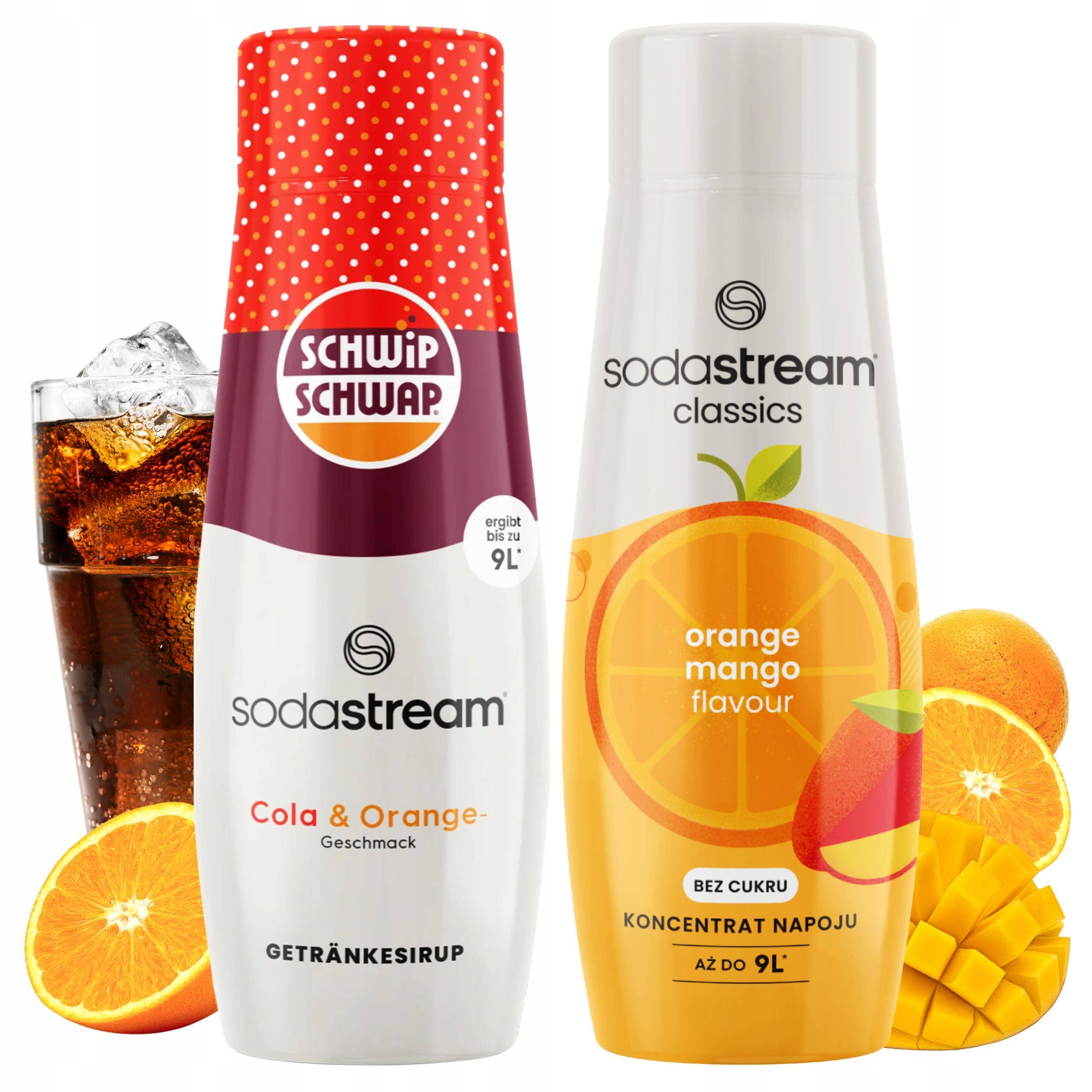 Set of 2 Sodastream Shwip Shwap Cola Orange + Orange Mango concentrates