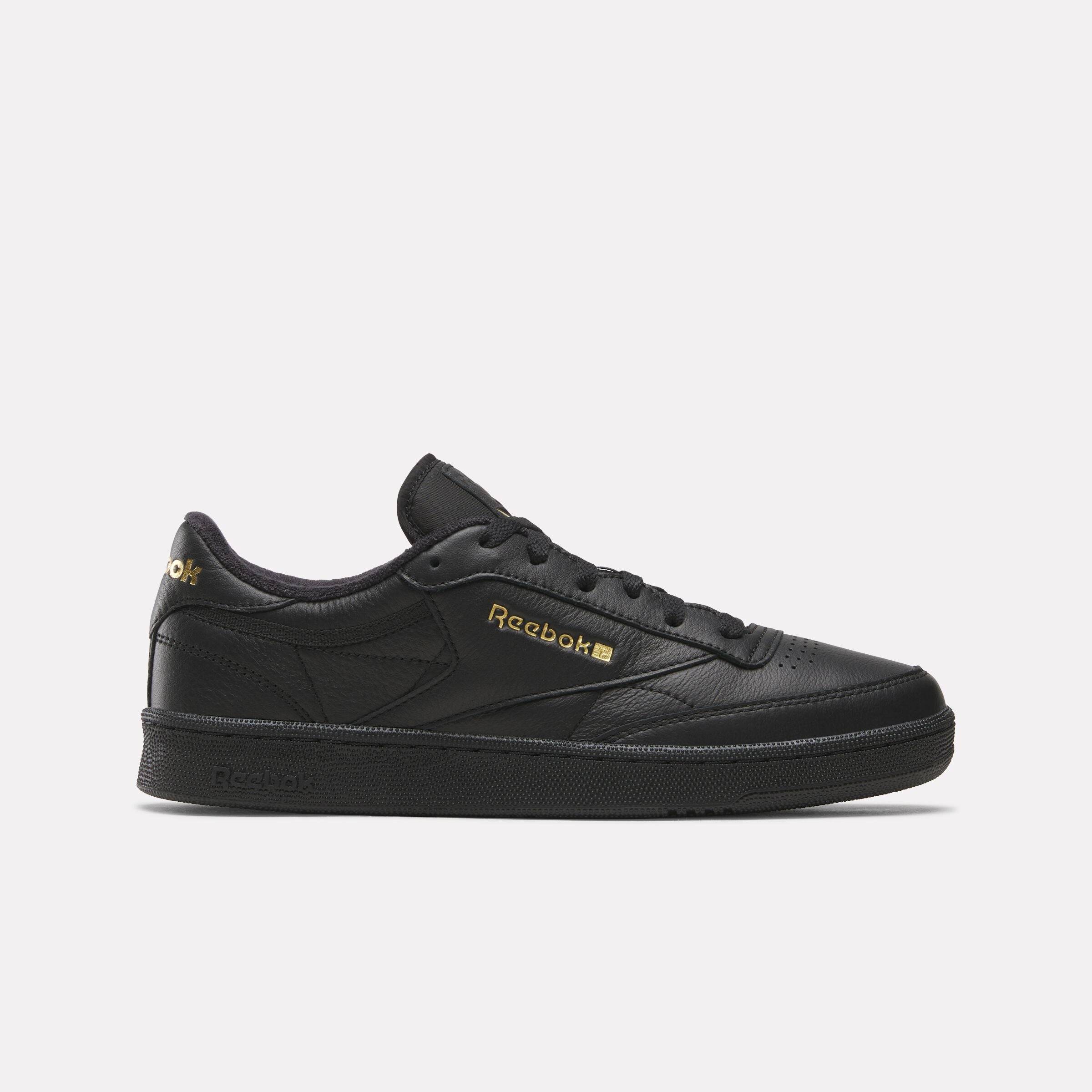 Reebok - Club C 85 Men's Sneakers, BLACK/ALMOSTBLACK/GOLD, Size: 36.5