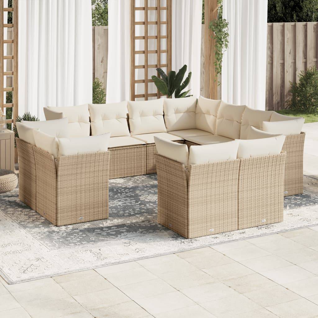 Sofasæt Til Haven 12 Dele Med Hynder Polyrattan Beige - beige og cremefarvet / Uden bord