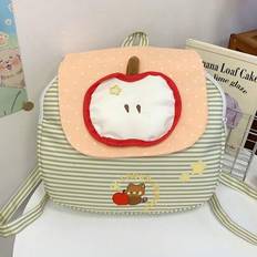 New Green Striped Backpack, Sweet Girlish Style Red Apple Large Capacity Backpack, Cute Cartoon Student Backpack, Ladies Shopping Casual Backpack, Tra - Green