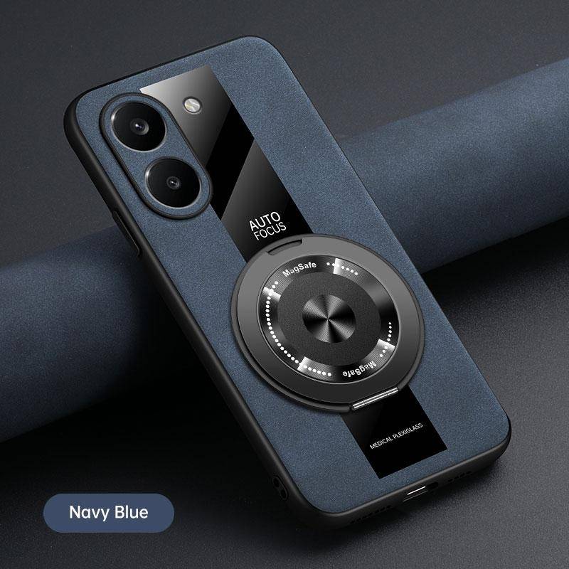Fodral För Xiaomi POCO X8 Pro Max X8Pro Redmi Turbo 5 5Max Magnetisk Hållare Lyxigt Läder Telefonfodral Ring Skal Silikon Bumper brun