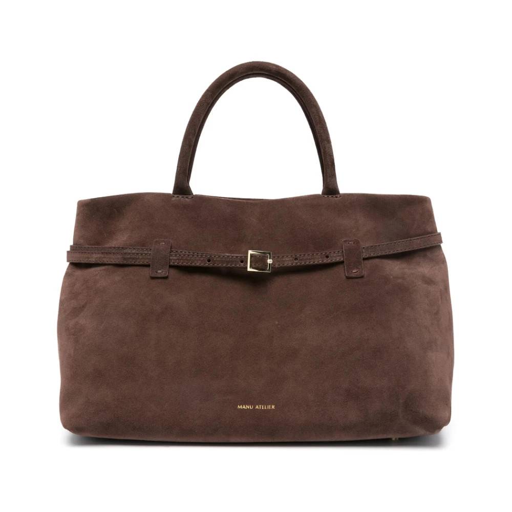Manu Atelier Brun Ruskindstaske med Spænde Detalje - Tasker - Dame - Brun - ONE SIZE - Uld