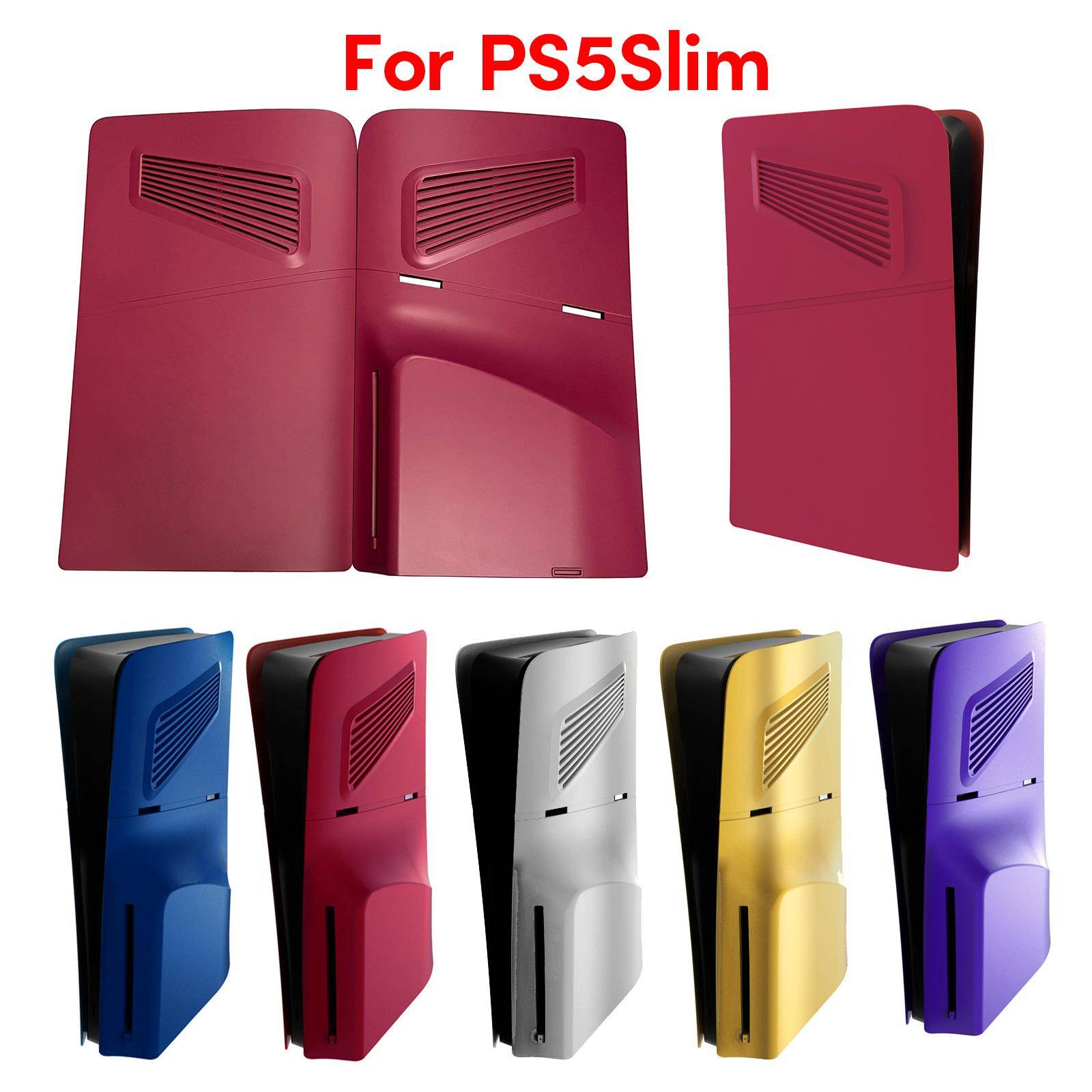 Spelkonsol med hård skalpanel med kylventil för PS 5 Slim Disc Edition Host Frontpanel Ersättningstillbehör gyllene