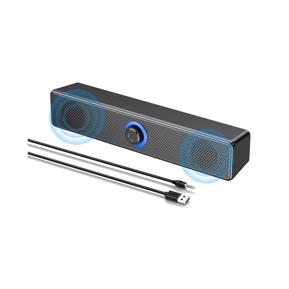 Computer Speakers with Knob Volume Control and 3.5mm Aux Input,Portable Soundbar Speaker for PC Laptop