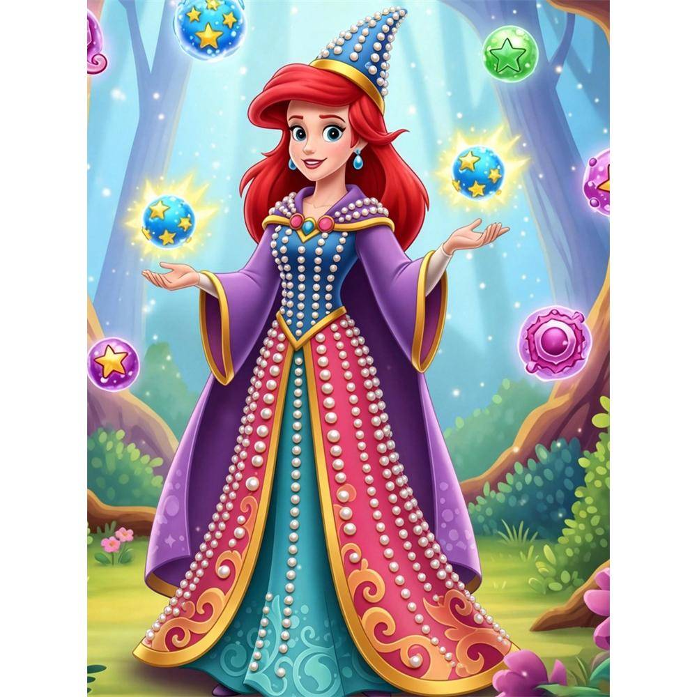 Disney Pearl Painting Set: Ariels Enchanted Forest Show Sparkling Painting Crafts Home Wall Decoration Handmade Gift 35x45cm