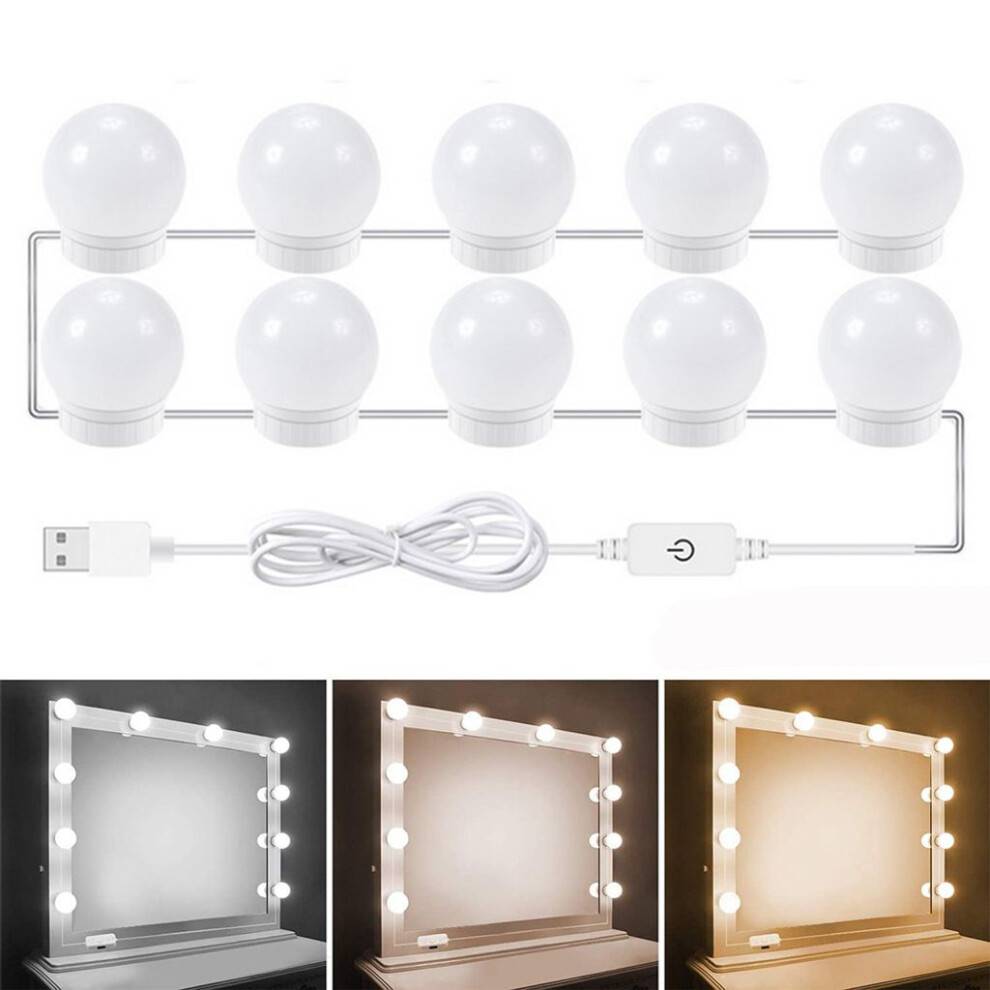 Professionelle makeupspejllamper, LED-spejllamper med USB-kabel, perfekte til gør-det-selv-spejlstrimler, Hollywood-stil til forbedret.