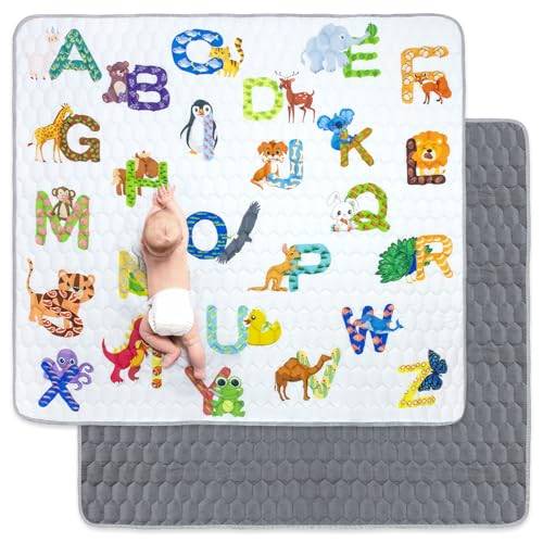 Funsland Baby Lekmatta, Vikbar Barn Lekmatta, Bomull Babymatta för Golv, 200x180 cm Mjuk Baby Krypmatta, Föroreningsfri Crawling Mat, Halkfri Baby Aktivitet Lekmatta för Småbarn 1 2 3 år Gammal