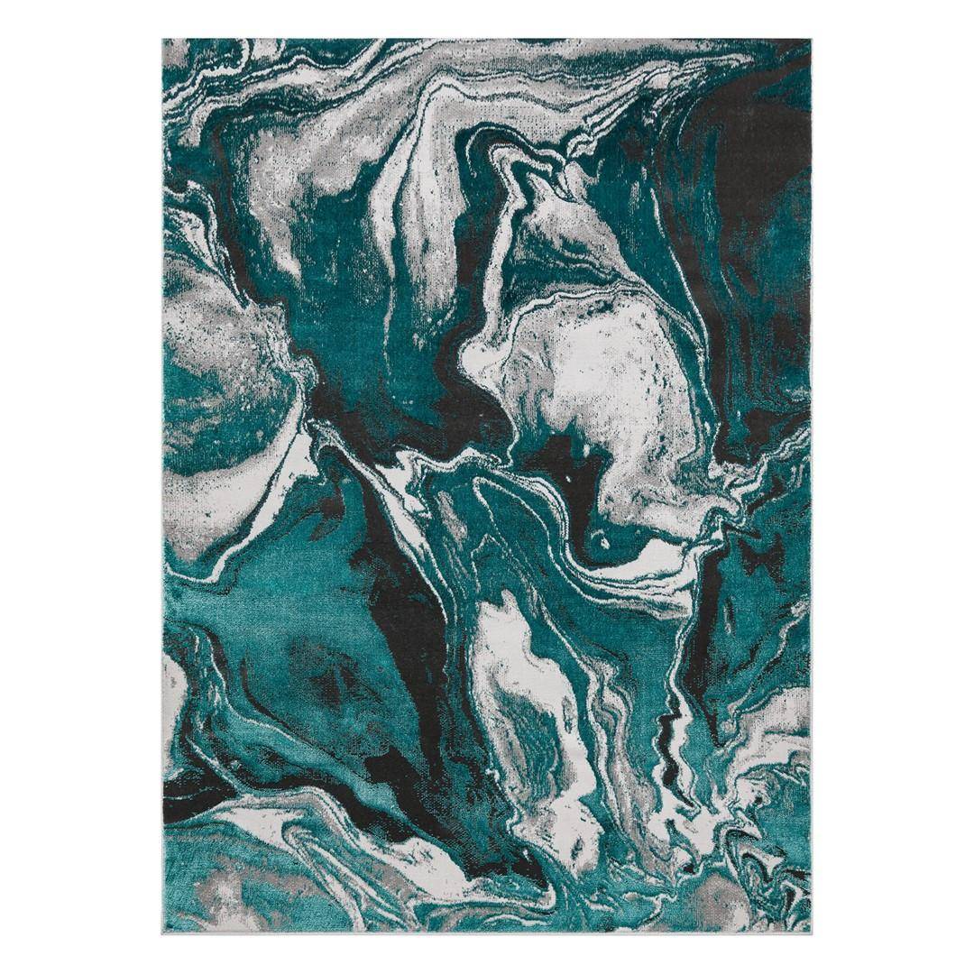 Gulvtæppe havgrøn 140×190 - Hakano Welli Abstract_