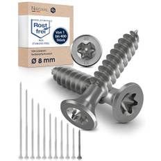 TORX försänkt skruvhuvud i rostfritt stål av V2A 8-mm tjock 60-mm skruvlängd 25 stycken 55-mm partiell gänga Träskruv 8x60