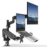 PUTORSEN Armskärmsstativ med laptopfack, justerbart notebook-stativ för 17 till 32 tum LCD-skärmar eller bärbara datorer upp till 18 tum, VESA 75x75/100x100 mm Vikt 9 kg, 2 alternativ