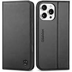 SHIELDON Fodral för iPhone 16 Pro Max 5G, stötsäkert fodral i äkta läder, plånboksfodral med magnetblockering [RFID-blockering] [kortplatser] kickstandfodral, kompatibelt med iPhone 16 Pro Max (6,9