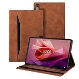 Auslbin Case Compatible med Lenovo Tab P12 12.7" 2023, Pu Leather -surfplattor som är lämplig för Lenovo Tab P12 2023, klassisk läderstil, brun