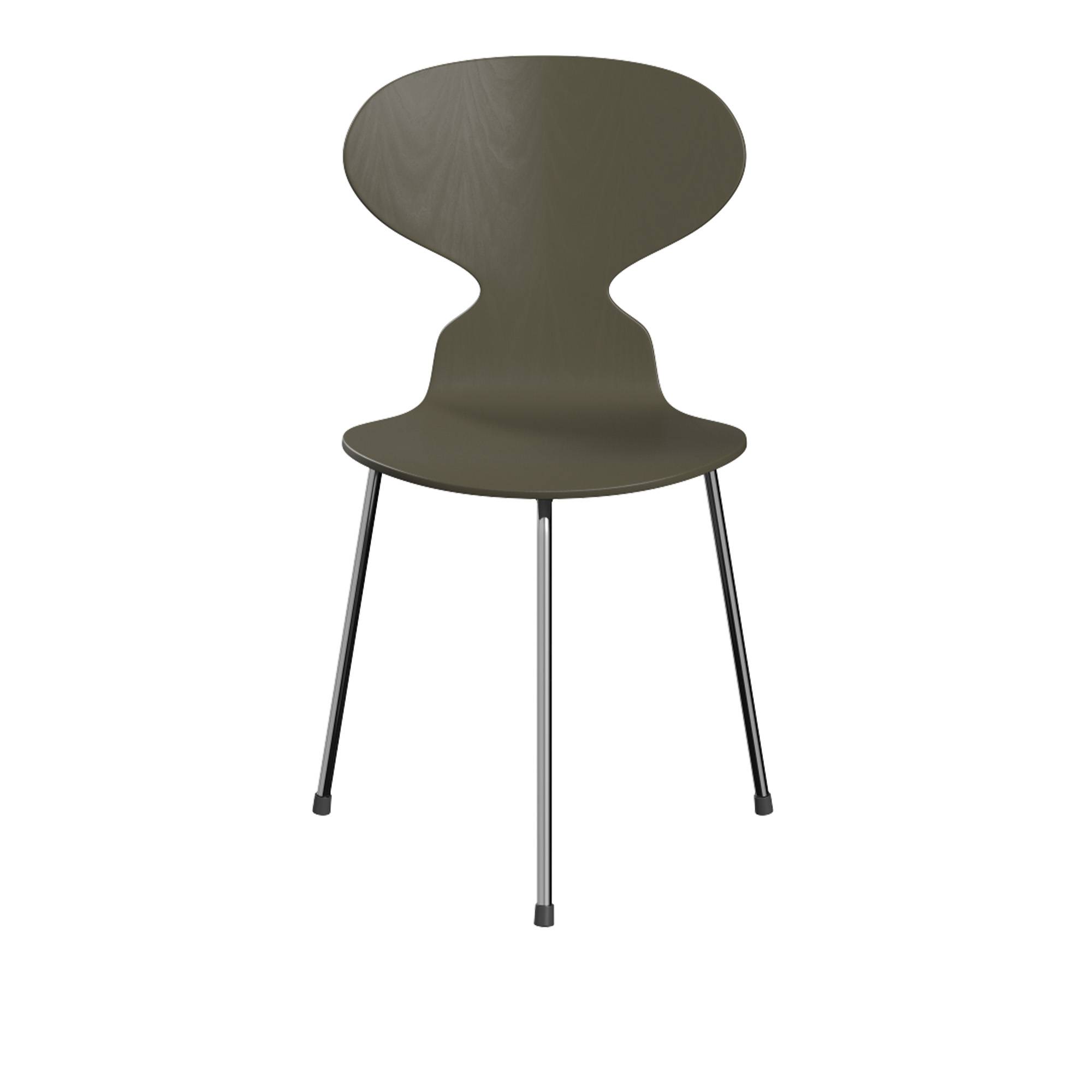 Fritz Hansen - Myran 3100 färgad askfanér stålstativ krom olive green - Matstolar - Arne Jacobsen - Grön - Metall/Trä