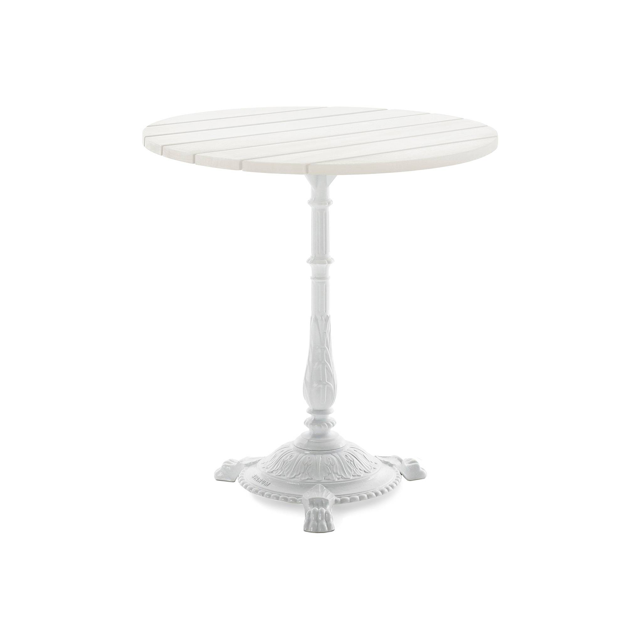 Byarums Bruk - Bord Classic Café Ø70 cm 3-tass – Vitlackerad furu/Vitlackerad Aluminium - Matbord utomhus - Vit - Metall/Trä