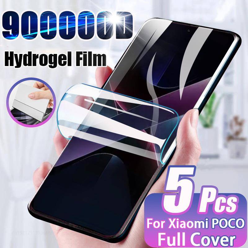 5 st HD Hydrogel-film för Xiaomi POCO X7 F6 F5 X5 X6 X3 Pro NFC Skärmskydd poco X4 M5S M4 M6 F4 F3 GT x7 pro 5G Inte Glas vit
