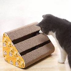 Klösbräda för katt med klocka, dubbelspårad triangulär klösplatta i wellpapp (En-Storlek)