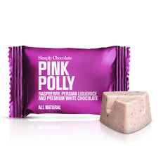 Chokolade Bites m. lak/hind, Pink Polly 10g