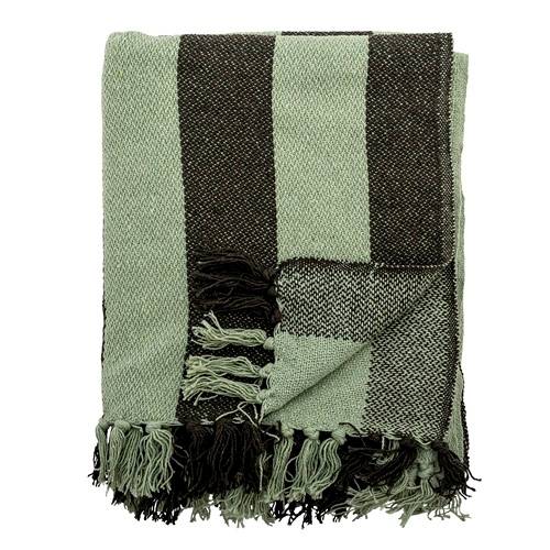 Bloomingville Frello Plaid, Grøn, Genanvendt Bomuld 160x130 cm.