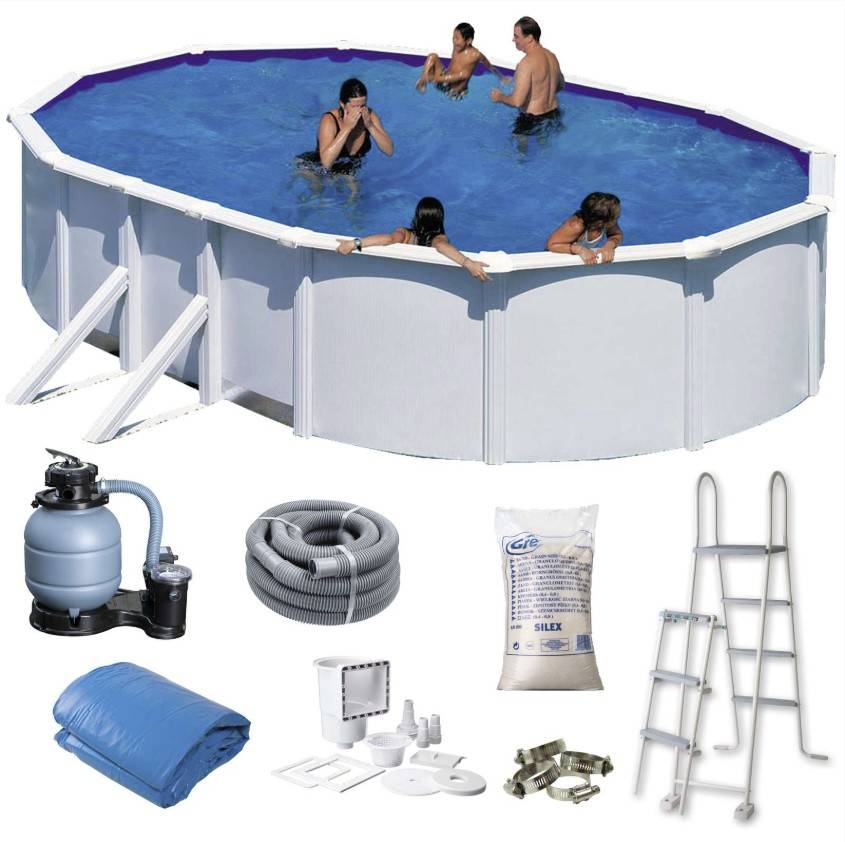 GRE pool-pakke, Hvid 5x3x1,32 m - komplet m. teknik - PoolOasen.