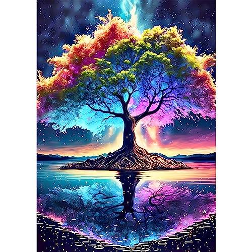 NAIMOER Tree Diamond Painting Kits för vuxna barn, 5D diamantmålning bilder träd, vuxna, gör-det-själv, 5D diamantmålning, landskap, diamantmålningsset för heminredning, 30 x 40 cm