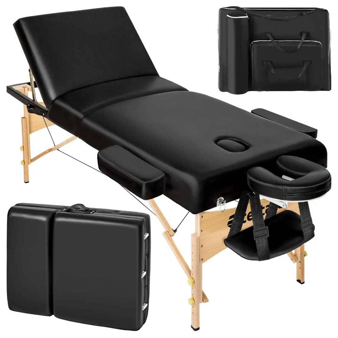 Luksus massagebriks 3 zoner inkl. hoved- og armstøtte - 10 cm. polstring Sort