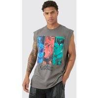 Mens Charcoal Oversized Pokémon Evolutions License vest