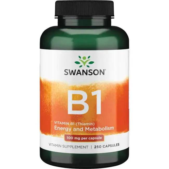 Vitamin B1 Thiamin 100 mg, 250 kapsler Swanson
