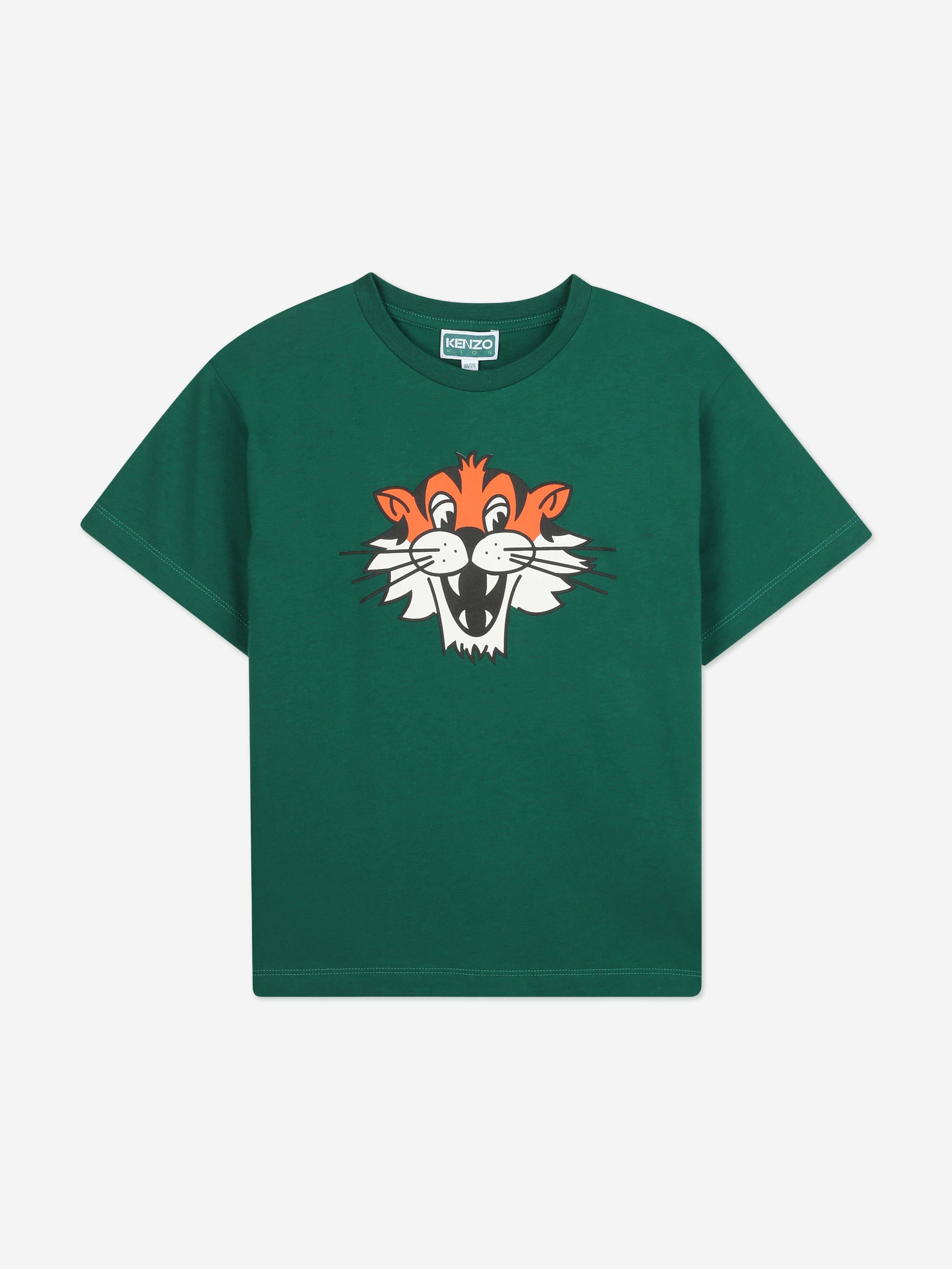 KENZO Boys Tiger Print T-Shirt in Green - Green / 2 Yrs (2 Yrs)