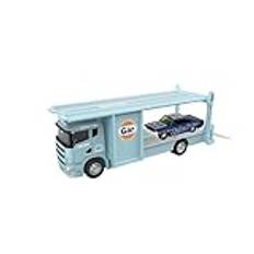 Miniature Die-cast Vehicle 1:64 Container Truck Miniatyr Modellbilar Metall Diecast Trailer Med Pull Back Transportfordon Utsökta Samlingar Scale Finished Model Car(Auto Show Blue)