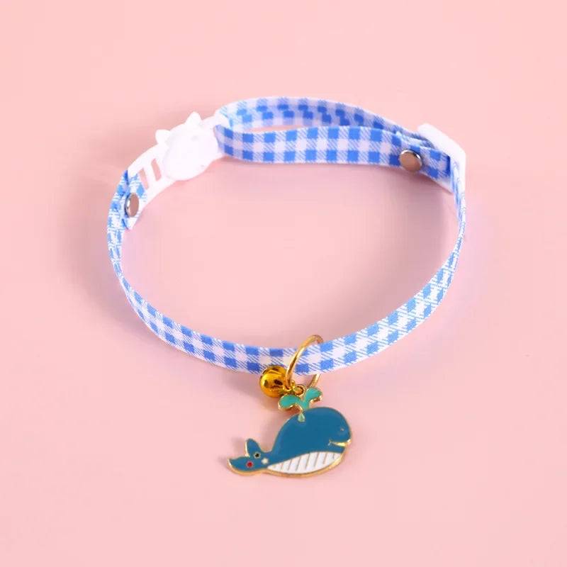 Fruity Avocado Pendant Collar with Bell for Small Dogs and Cats - whale / S 17-32cm (S 17-32cm)