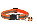 Girafus Katthalsband med säkerhetslås, 5 x klistermärken för namn, Tel.nr halsband katt med klockor/reflekterande, för girafus tracker, säkerhetshalsband, katter, orange