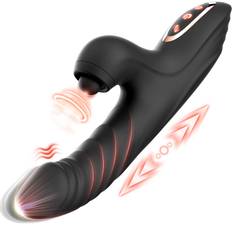 SuperLove Powerful Thrusting G-Spot Rabbit Vibrator Black - svart