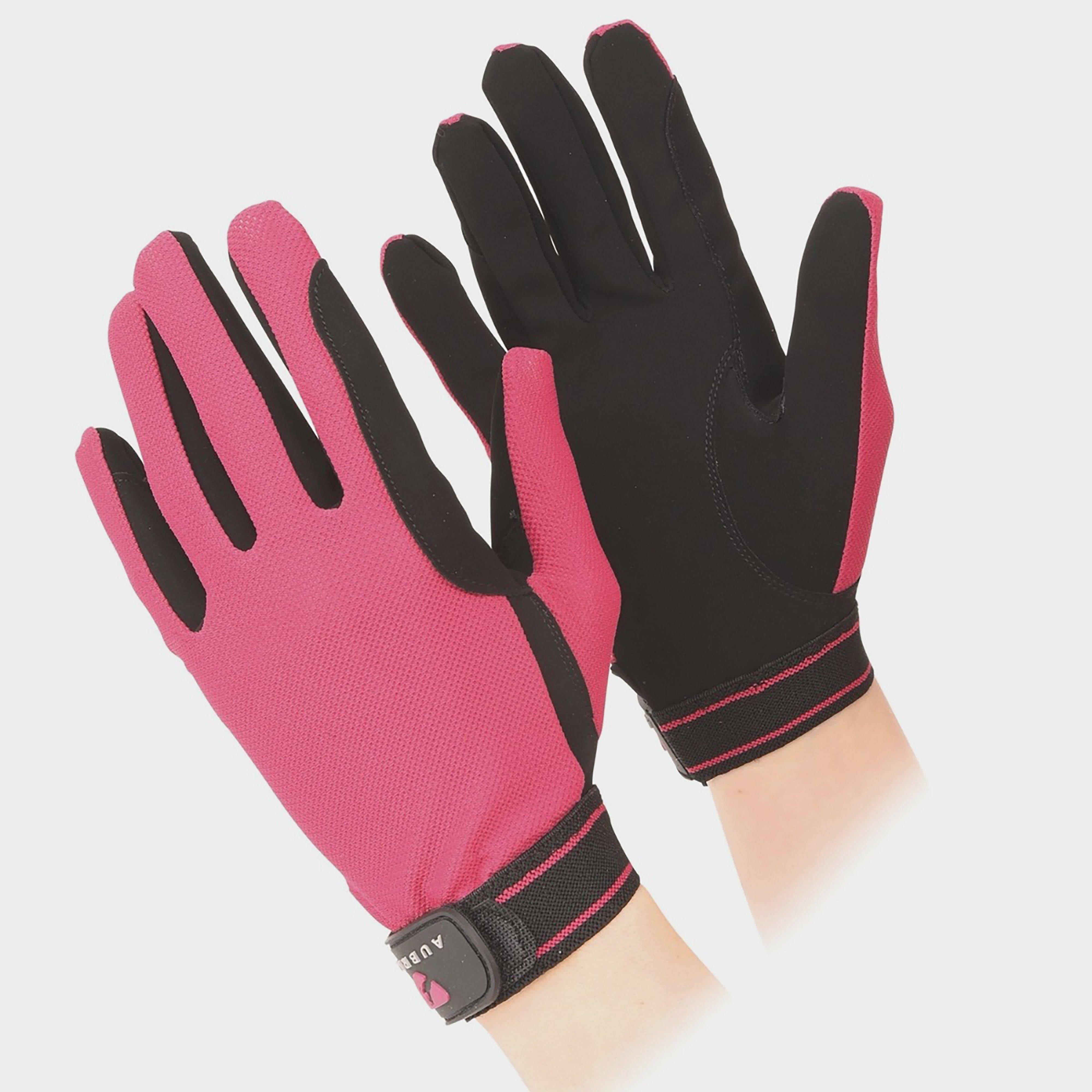 Aubrion Mesh Riding Gloves, Raspberry - XS