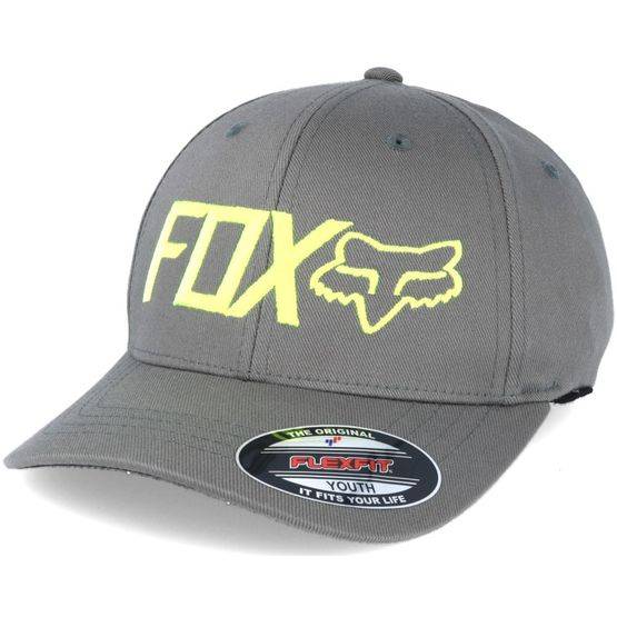 Fox - Grå flexfit Keps - Kids Draper Graphite Stretch Fit @ Hatstore