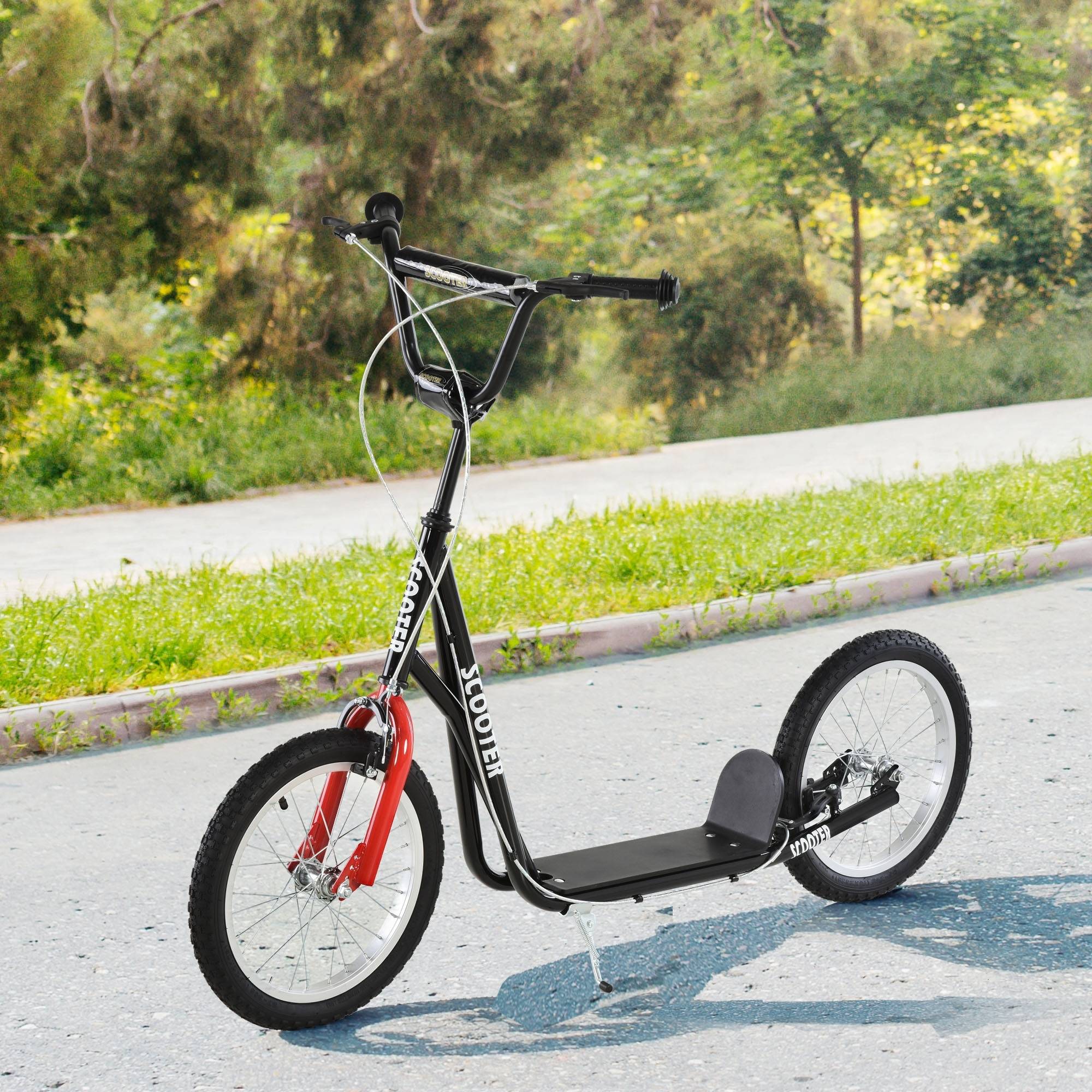 Scooter til børn fra 5 år, sparkscooter med luftgummidæk og håndbremse, city scooter, stabil og sikker, blå.
