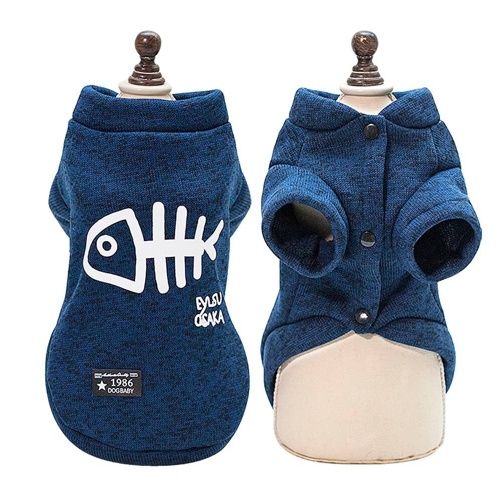 Hundkappa vinter sällskapsdjur hund kläder jacka valp chihuahua kläder hoodies för små medelstora hundar katter mops yorkies yorkshire xs-xl - Blå / L