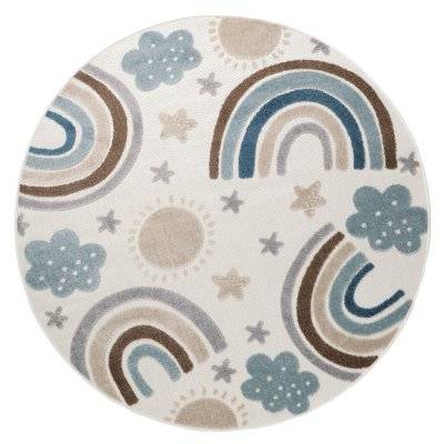 Rund Barnmatta - Rainbow Potpourri (creme/multi) (Storlek: Ø 160 cm)