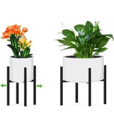 Duscdesp Justerbara Växtstativ - Metall Svart Växtkrukställ, Växtstativ Inomhus, Robust Metallblomstativ (Justerbar Bredd 24-36 cm)