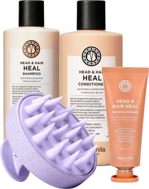 maria nila Head & Hair Heal Bundle Shampoo 350 ml & Conditioner 300 ml & Serum 50 ml & Scalp Brush