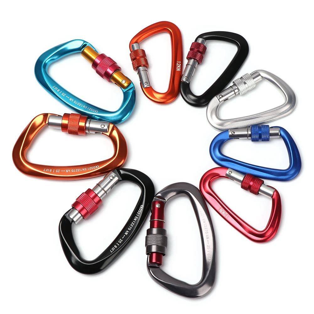 1Pc D Shape 12/25KN Professional Carabiner High Quality Aluminum Climbing Key Hooks Security Master Lock Outdoor Accessories