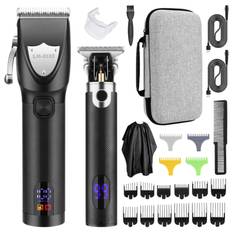 Män Hårklippare Sladdlös Barber Hårklippmaskin Kit Frisyr Grooming Set LEDs Digital