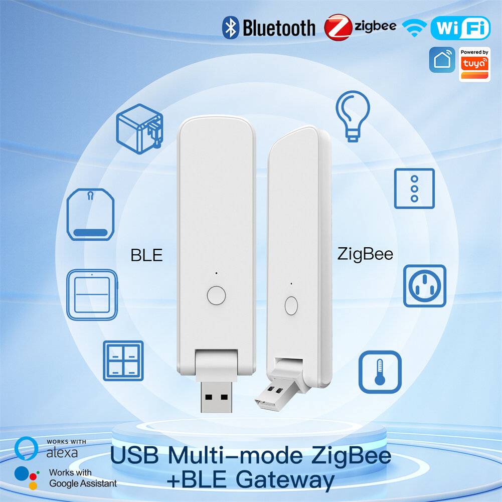 Moes Tuya Smart USB Multi-mode Gateway Bluetooth+ZigBee trådlös hubb Smart Home-kontroll kompatibel med Alexa GoogleHome