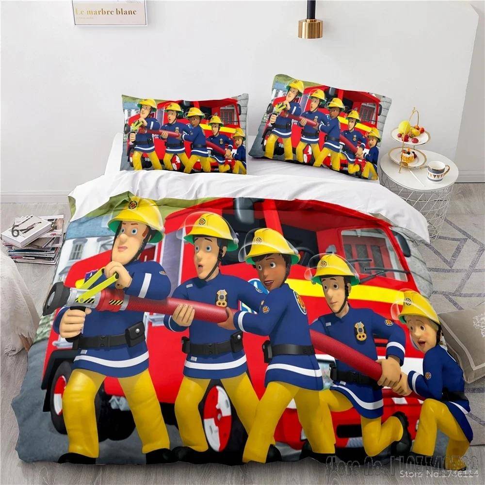 Brandman Sam Tecknad Kärlek Barn Påslakan Set HD Täckeöverdrag Sängkläder för Barn Sängkläder Sovrumsdekor US Twin 172x218cm