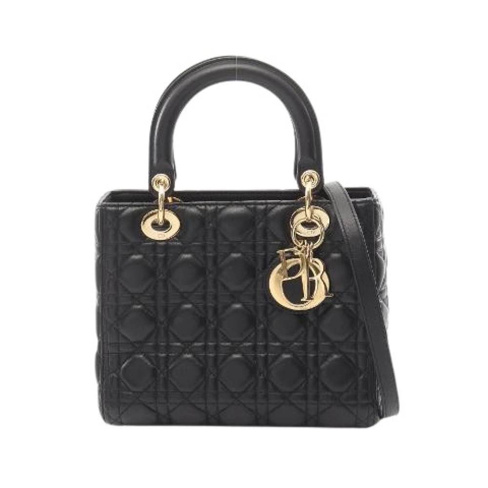 Dior Vintage Pre-owned Lady Dior Læder 2way Håndtaske - Vintage - Dame - Sort - ONE SIZE - Læder