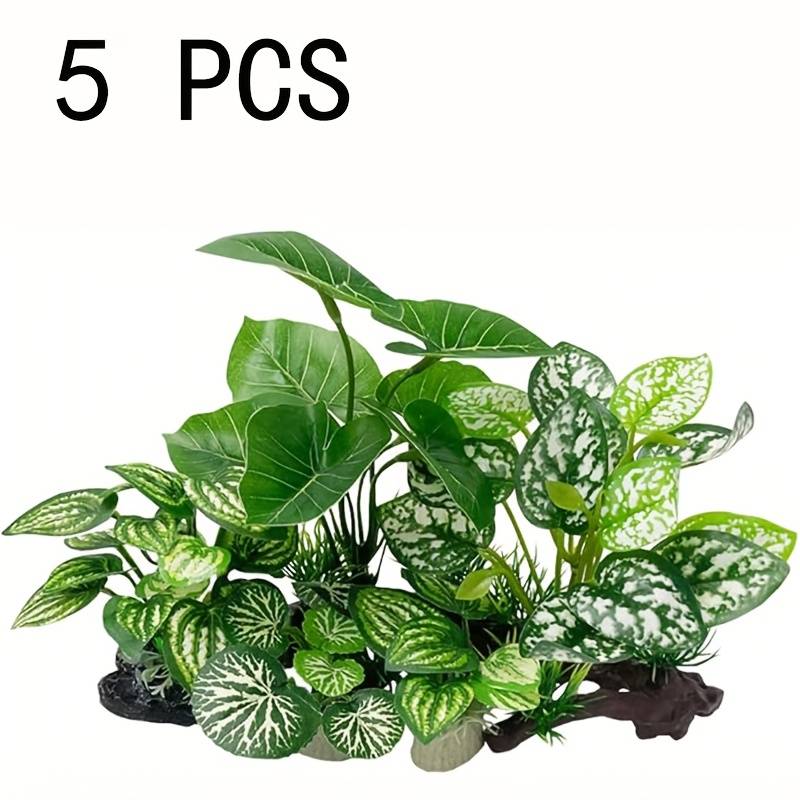 5pcs Pets Fish Tank Decorations Aquarium Decoration Ornaments Accessories Betta Fish Hides Cave Rest Soft Leaf, Aquarium Plastic Plants