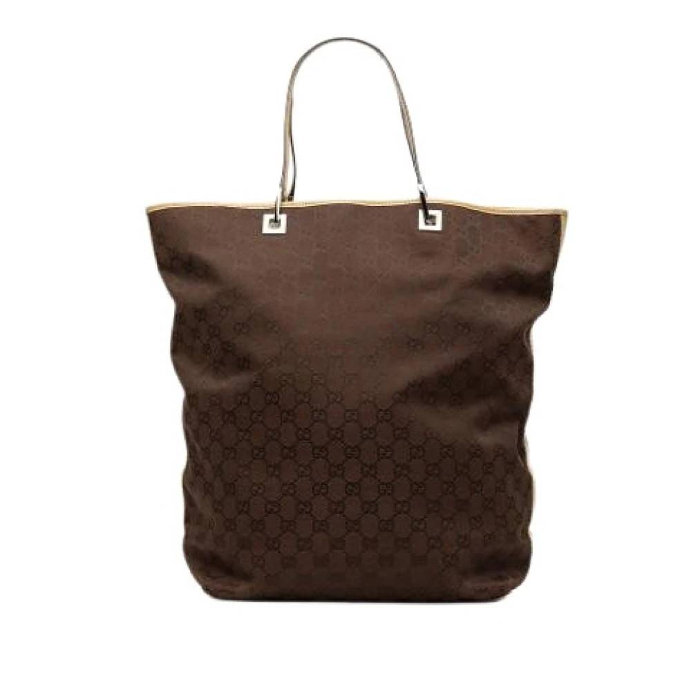 Gucci Vintage Pre-owned Canvas Tote Bag - Vintage - Dame - Brun - ONE SIZE - Læder
